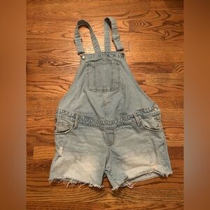 Isabel Women's Blue Distressed Sz 6 Cotton Blend Adjustable Denim Romper